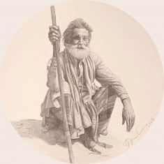 Ghulam Markhat, 10 x 10 inch, Graphite on Paper, Figurative Painting, AC-GHM-001 Ghulam Markhat, 10 x 10 inch, Graphite on Paper, Figurative Painting, AC-GHM-001